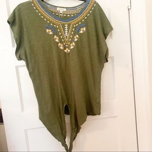 Max Studio Green Embroidered Peasant Shirt M NWT